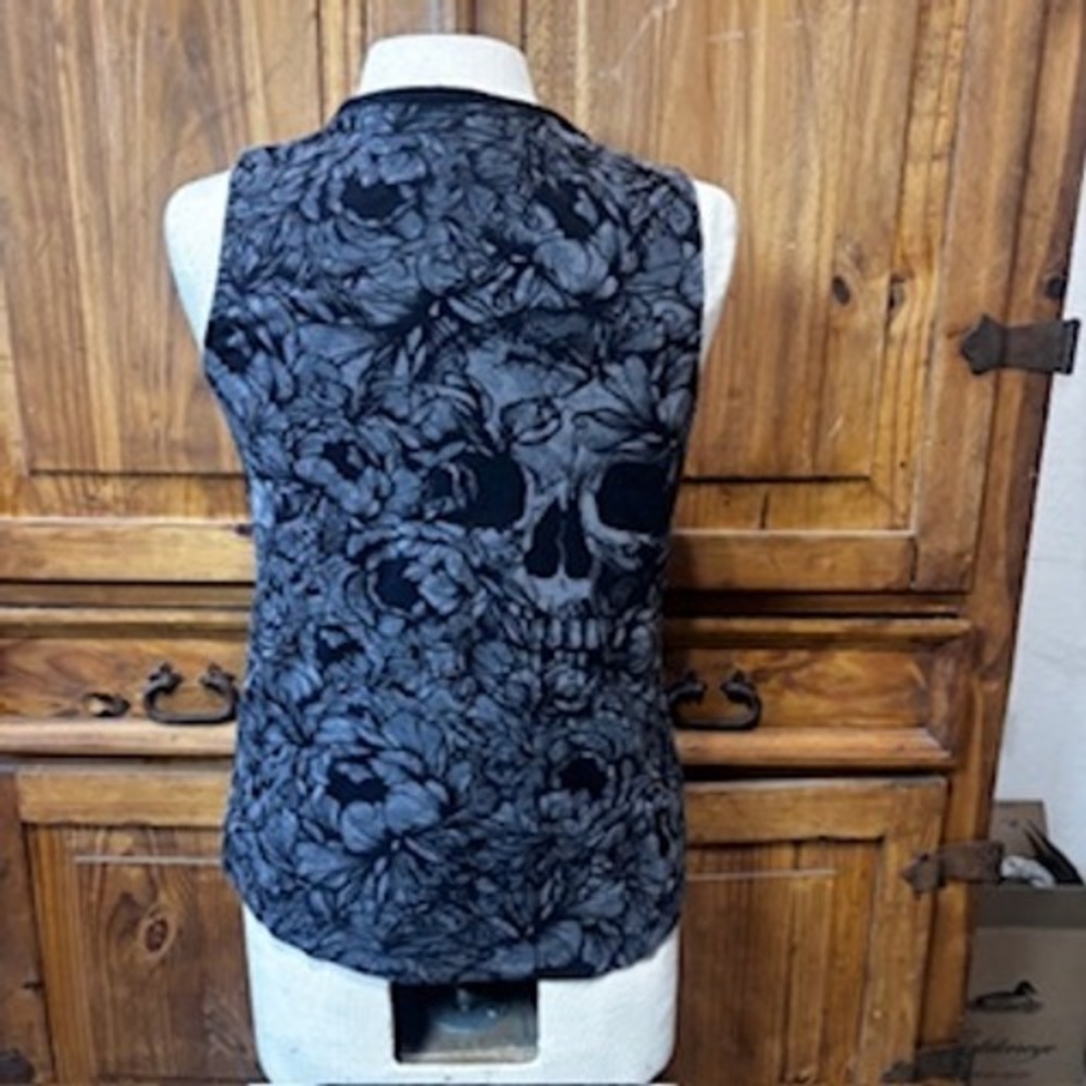 Harley-Davidson Skull Floral Muscle Tank Black Grey Sleeveless Moto Top Size M - Picture 4 of 6